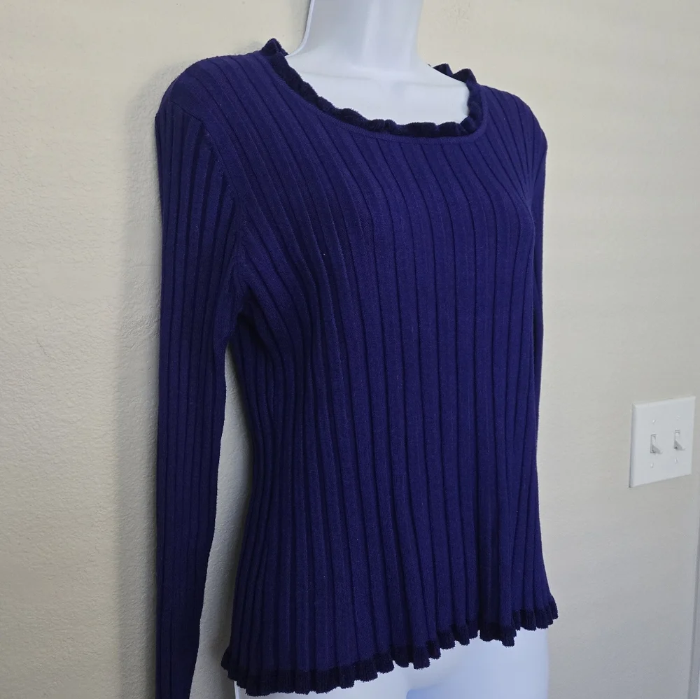 Vintage Y2K Purple Ribbed Knit Sweater